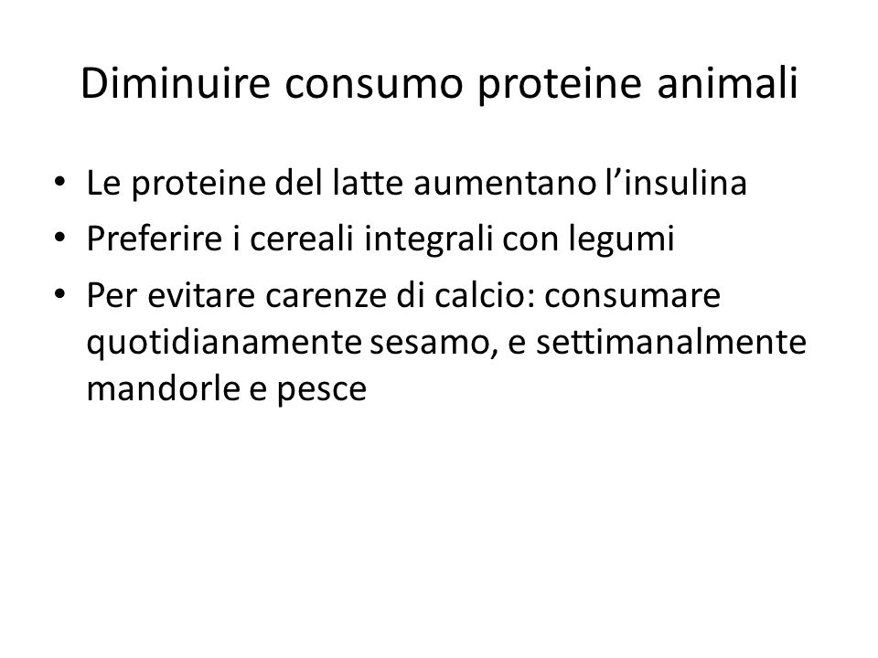 Diminuire consumo proteine animali
