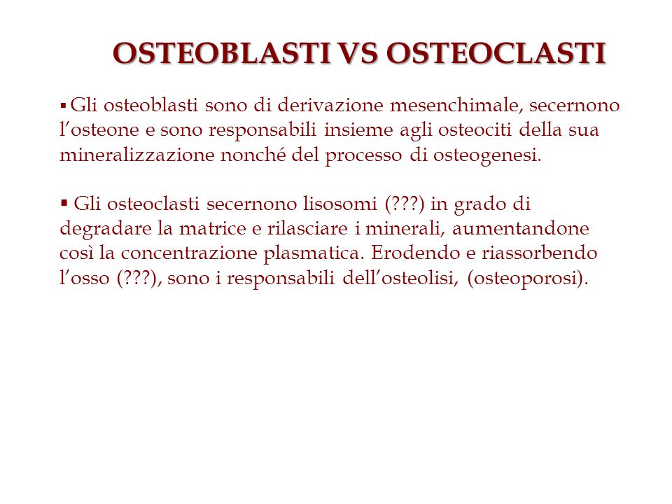 OSTEOBLASTI VS OSTEOCLASTI