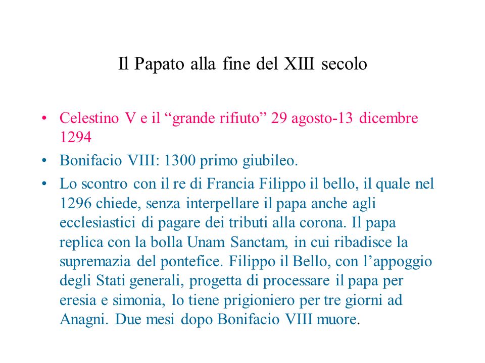 Il Papato alla fine del XIII secolo