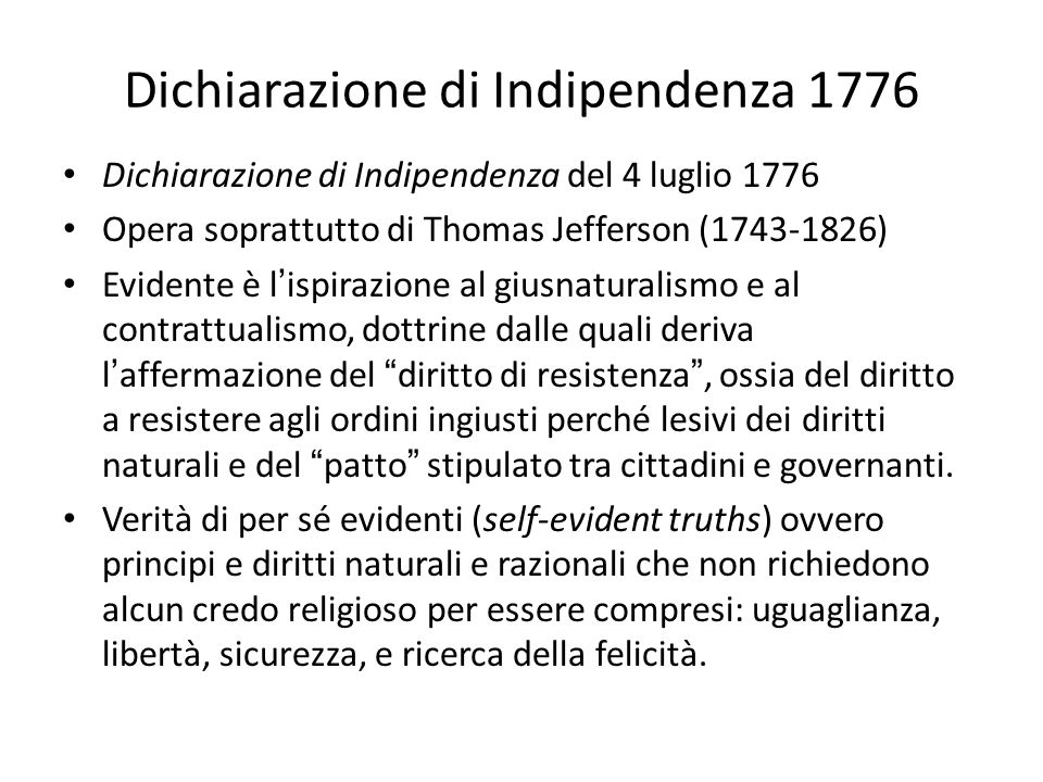 Dichiarazione di Indipendenza 1776