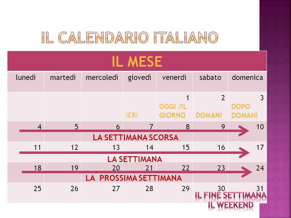 Il calendario italiano