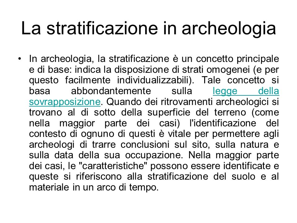 La stratificazione in archeologia