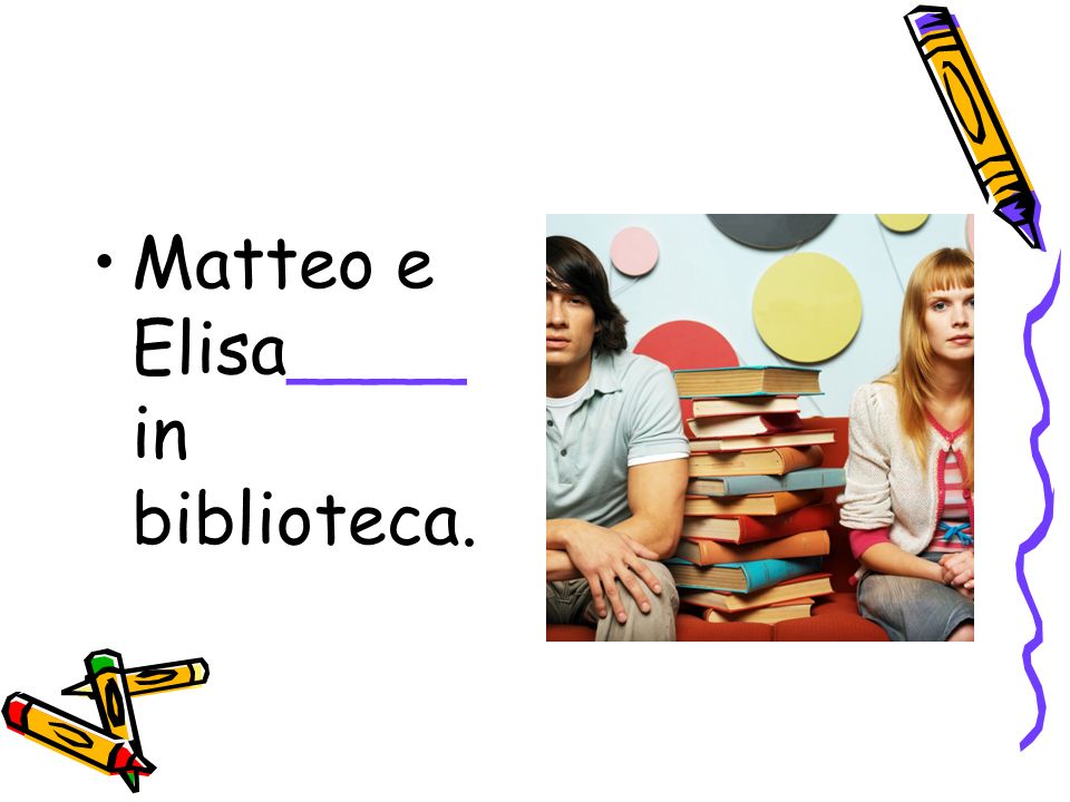 Matteo e Elisa____ in biblioteca.