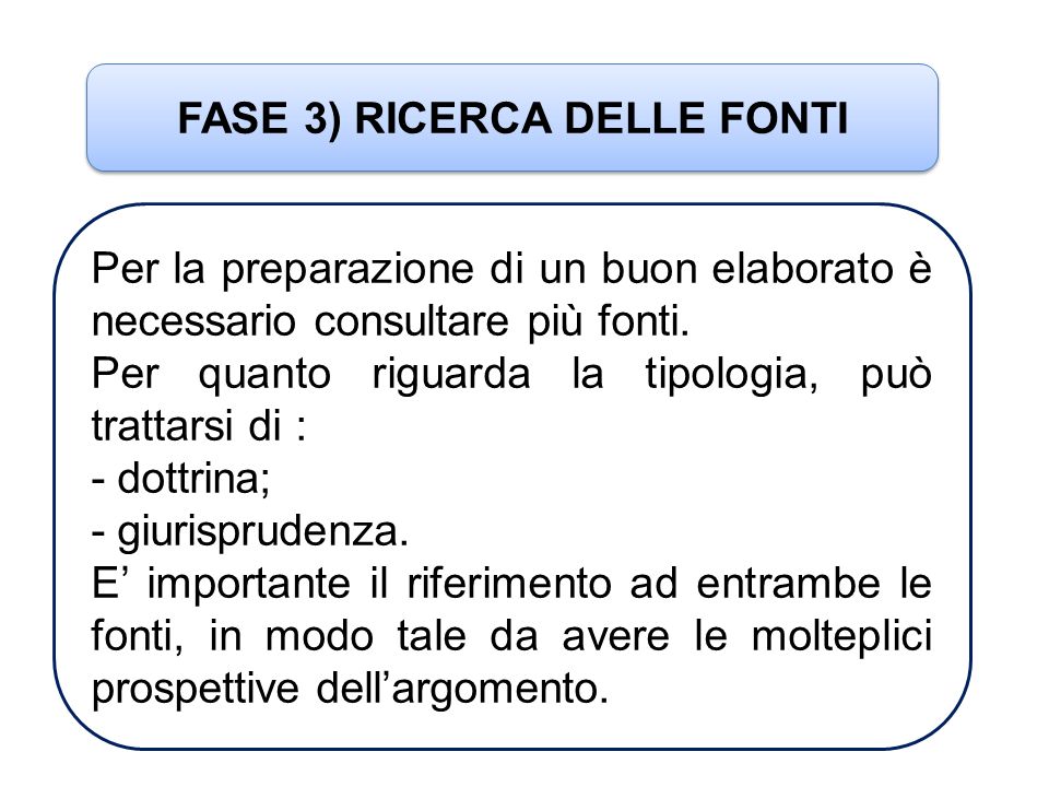 FASE 3) RICERCA DELLE FONTI