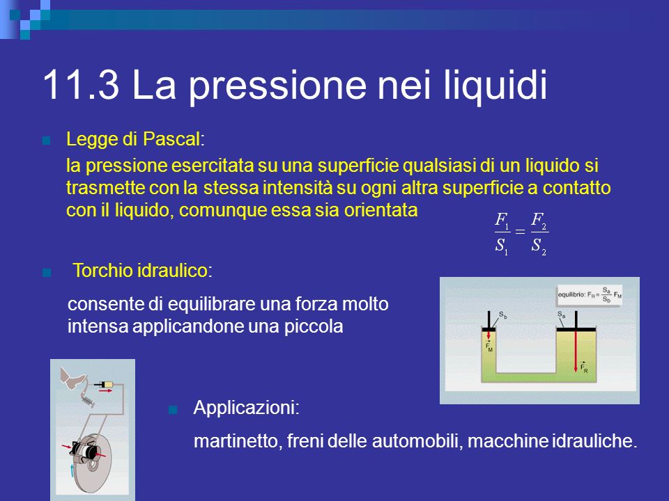 11.3 La pressione nei liquidi
