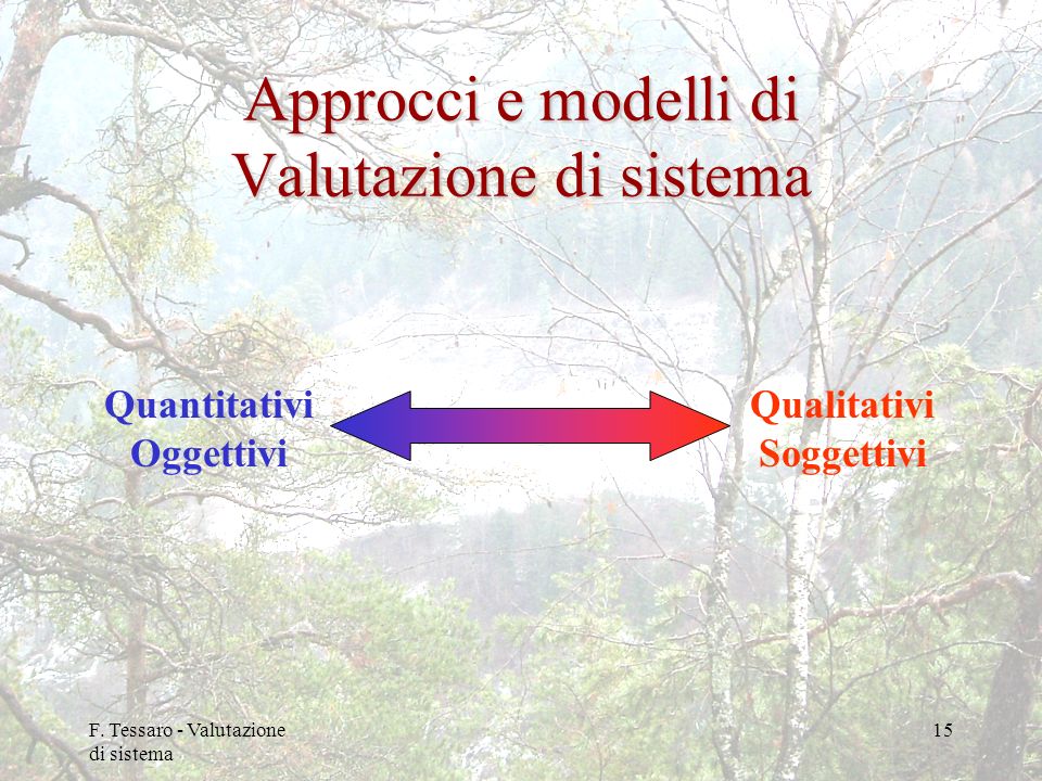 Approcci e modelli di Valutazione di sistema