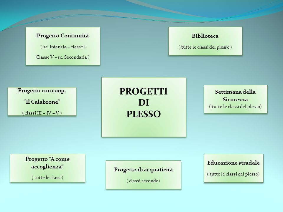 PROGETTI DI PLESSO Progetto Continuità Biblioteca Progetto con coop.