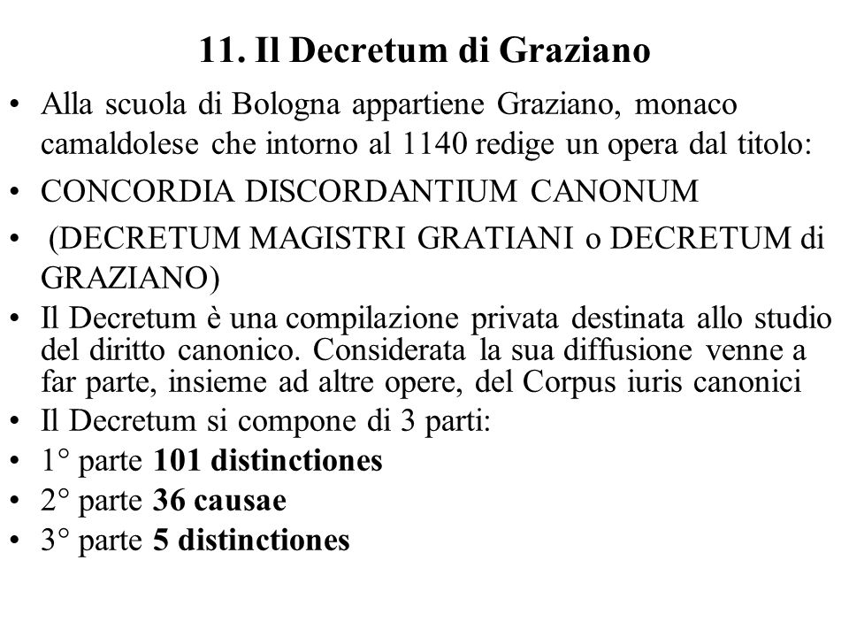 11. Il Decretum di Graziano
