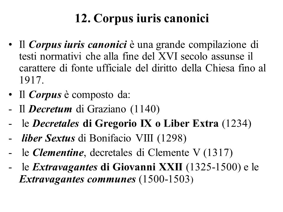 12. Corpus iuris canonici