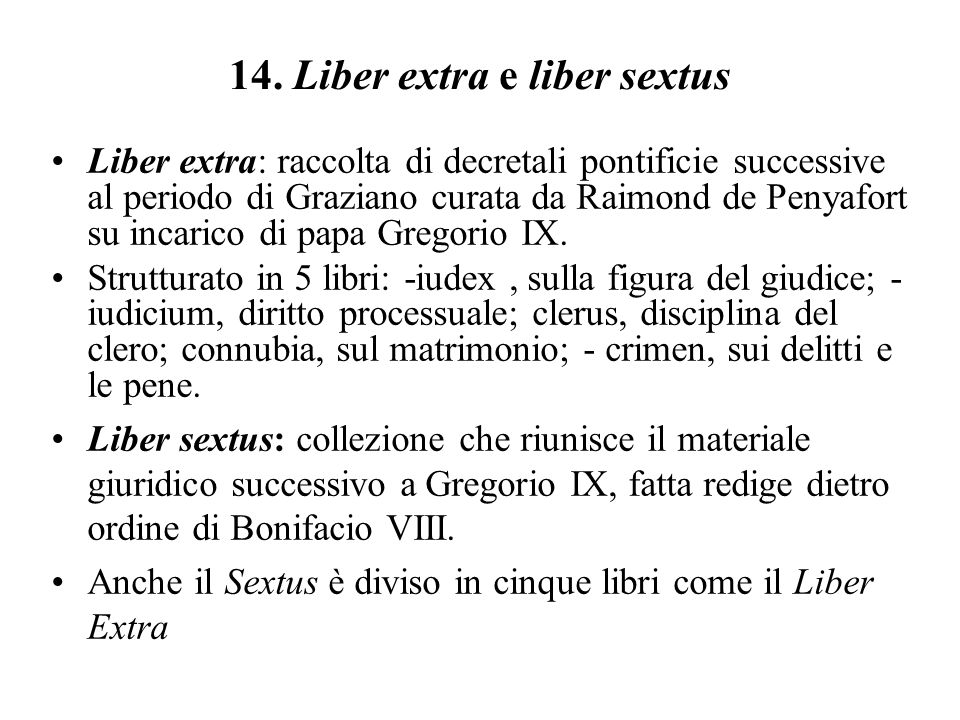 14. Liber extra e liber sextus