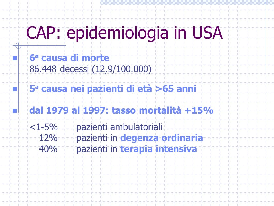 CAP: epidemiologia in USA