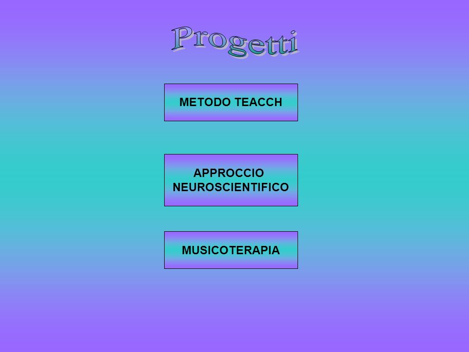 Progetti METODO TEACCH APPROCCIO NEUROSCIENTIFICO MUSICOTERAPIA