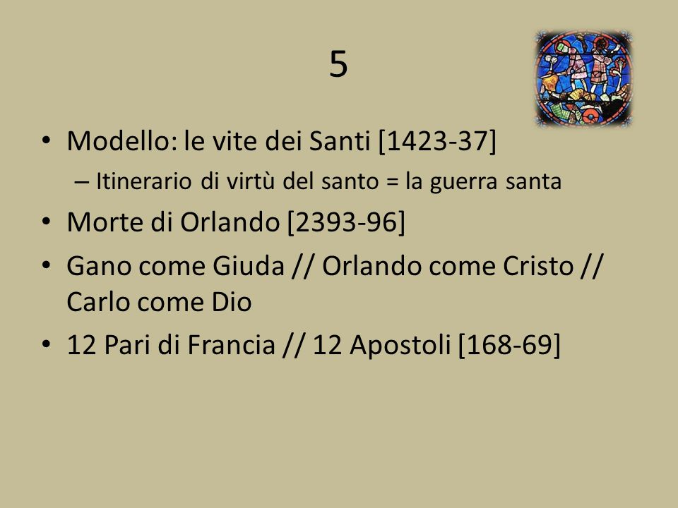 5 Modello: le vite dei Santi [ ] Morte di Orlando [ ]