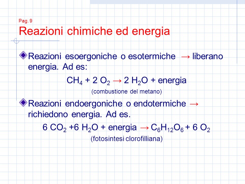 Pag. 9 Reazioni chimiche ed energia
